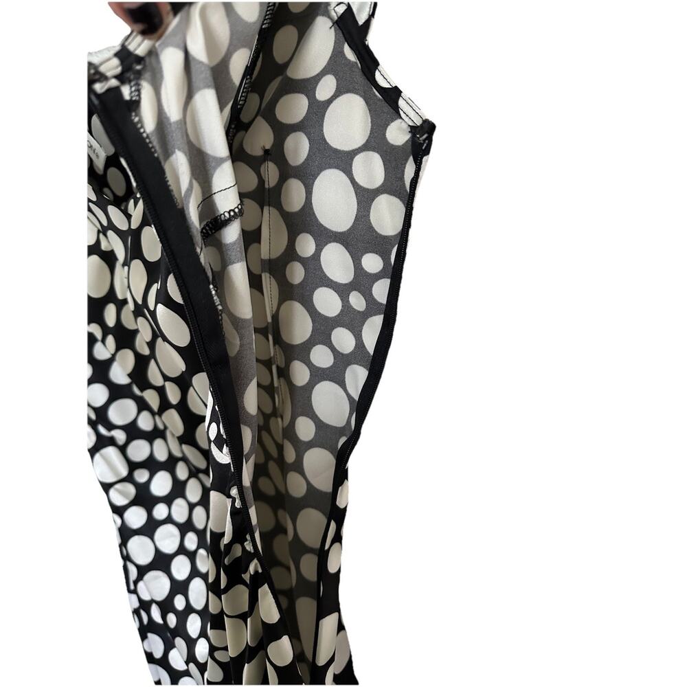 Maggy London Black and White Ruched Wrap MidiDress Size 6 cap sleeves polka dot - Picture 4 of 9